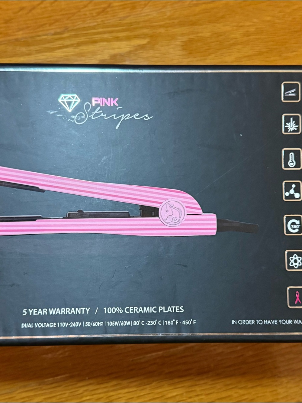 Royale Pro Pink Stripes Hair Straightener NIB - Picture 4 of 7